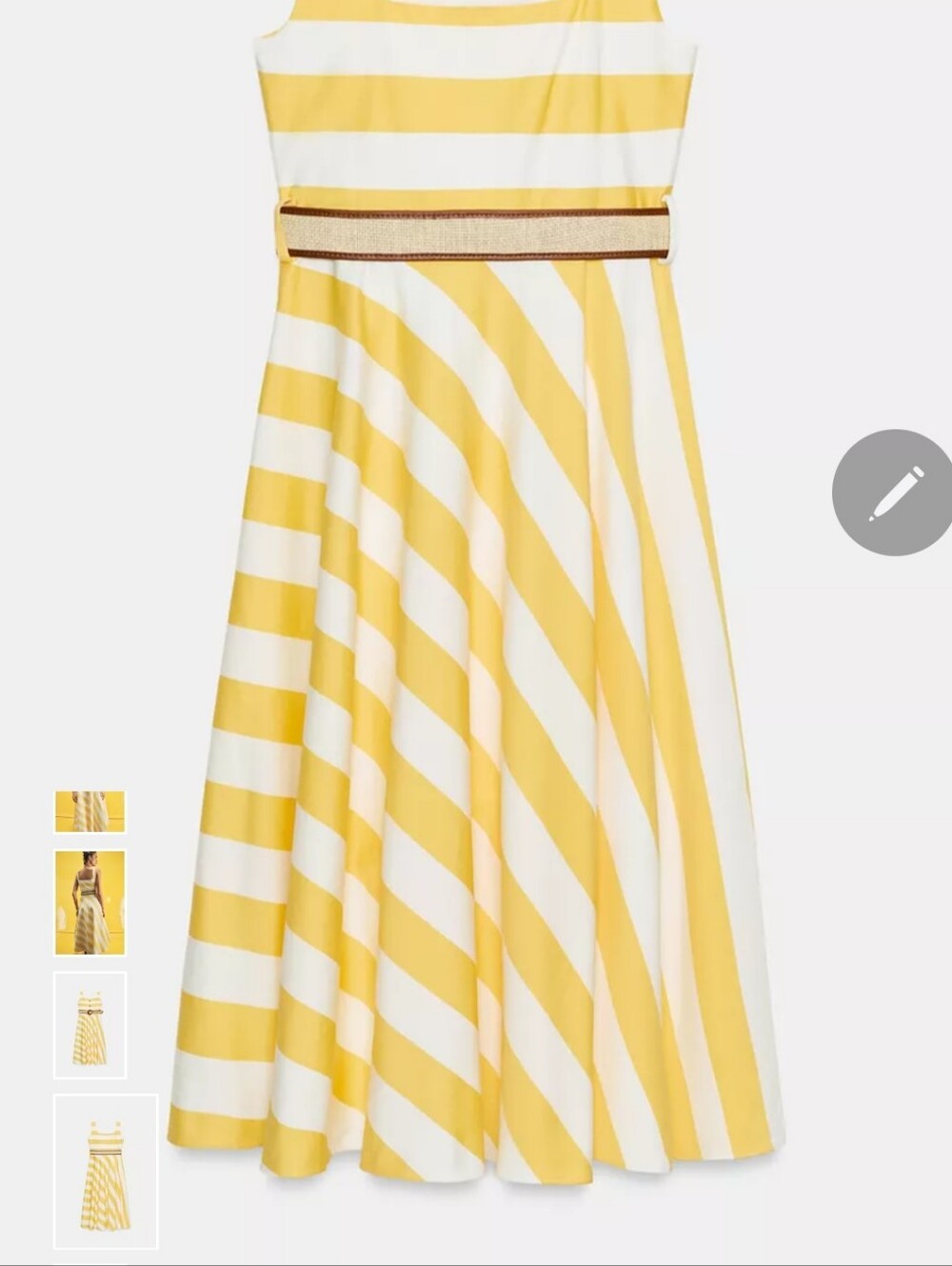 Zara Yellow and White Striped Square-Neck Midi Dress - Picture 5 of 16